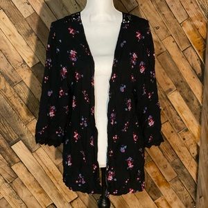 Time and Tru Floral Cover Up/Cardigan